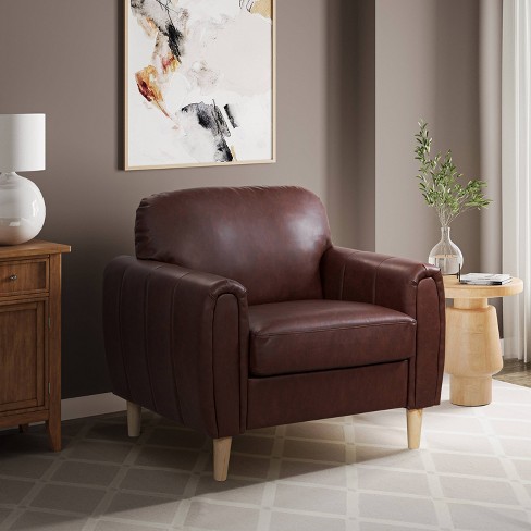 Serta Dublin Chair Brown: Faux Leather Upholstered, Tufted Back, Wood Legs : Target