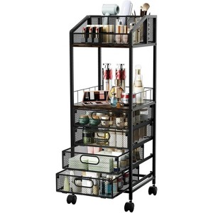 Makeup Organizer Storage Cart - Floor Skincare Make Up Storage with 4 Drawers, Rolling Makeup - 1 of 4