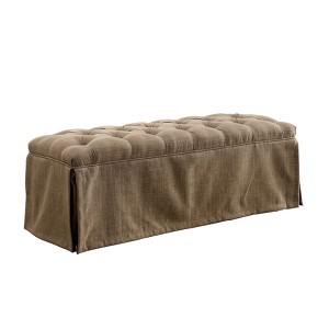 Palmquist Transitional Button Tufted Bench Brown - ioHOMES