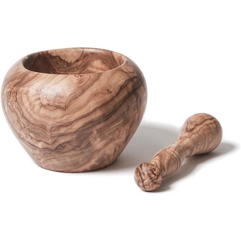 Berard Olive Wood Handcrafted Mortar and Pestle Set, 5 Inch, 2 of 5