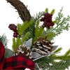 Northlight Icy Winter Foliage and Plaid Bow Artificial Christmas Twig Wreath, 23 inch, Unlit - 4 of 4
