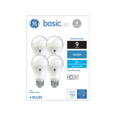 General Electric 4pk 60W Ca Basic LED Light Bulb Daylight Non Dimming Reg Life