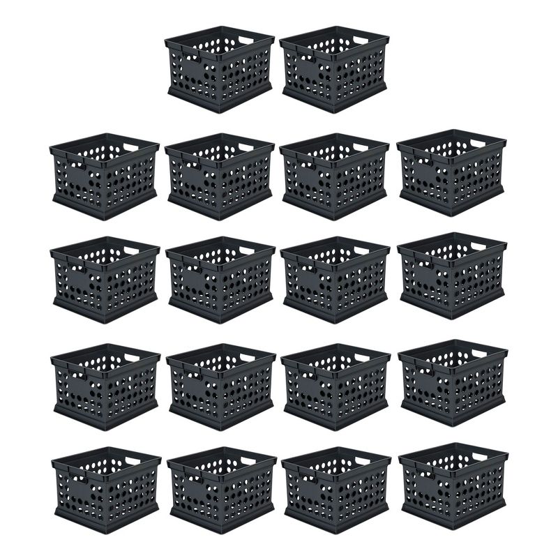 Sterilite Stackable Plastic Storage Crate Bin Organizer File Box with Handles for Home, Office, Dorm, Garage, or Utility Organization, Black, 1 of 7