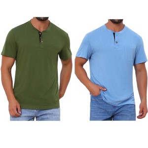 INSPIRE CHIC Men's Summer Short Sleeve Button Basic Henley T-Shirts 2 Packs - 1 of 4
