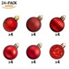 Aoibox 24 Piece Shatterproof Christmas Ball Ornaments Set Red 1.57 inch 40mm Assorted Finishes for Xmas Tree Holiday Decor - 2 of 4