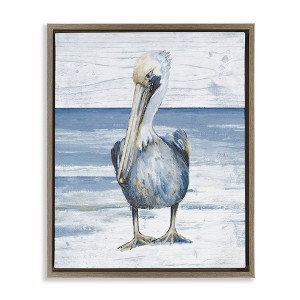 Stupell Industries Rustic Nautical Pelican Floating Frame Canvas Art - 1 of 4