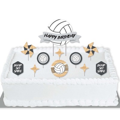 Big Dot of Happiness Bump, Set, Spike - Volleyball - Birthday Party Cake Decorating Kit - Happy Birthday Cake Topper Set - 11 Pieces