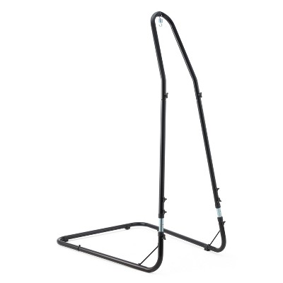 Adjustable Black Powder-Coated Steel Hammock Chair Stand for Indoor/Outdoor Use