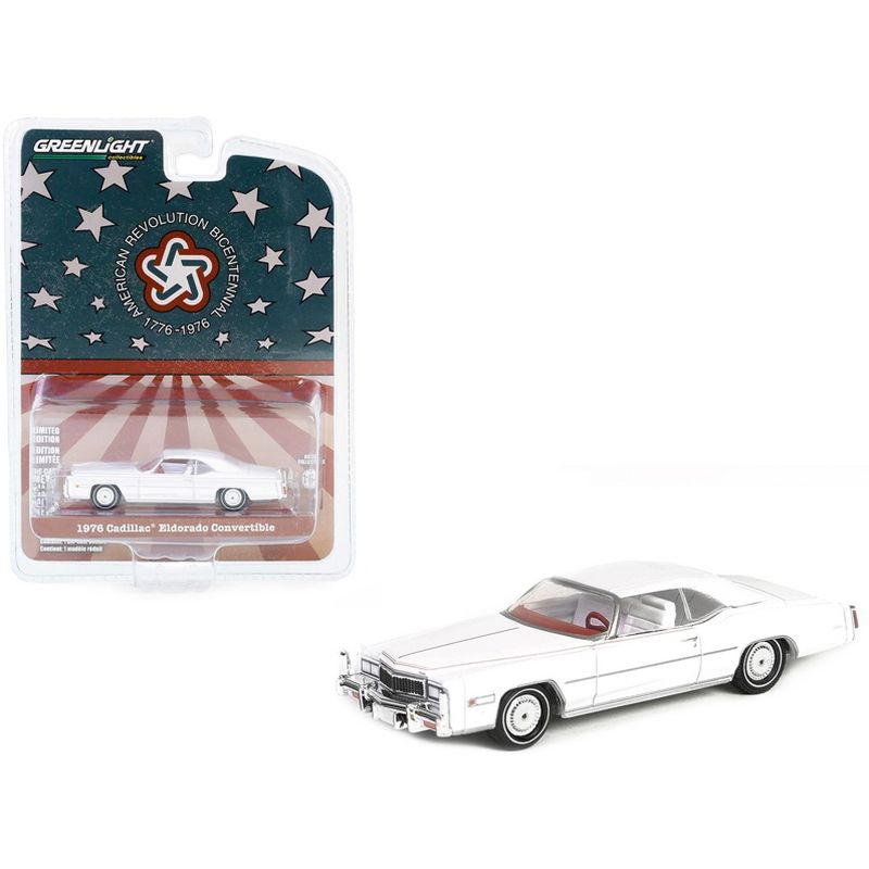1976 Cadillac Eldorado Convertible (Top Up) White w/White Interior "Anniversary Collection" 1/64 Diecast Model Car by Greenlight, 1 of 4