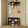 Entryway Bench With Shoe Storage, 31.5" Small Shoe Bench, Cubby Shoe Rack, Hall Tree With Cushion, Coat Rack With 5 Hooks and Blackboard for Hallway - 2 of 4