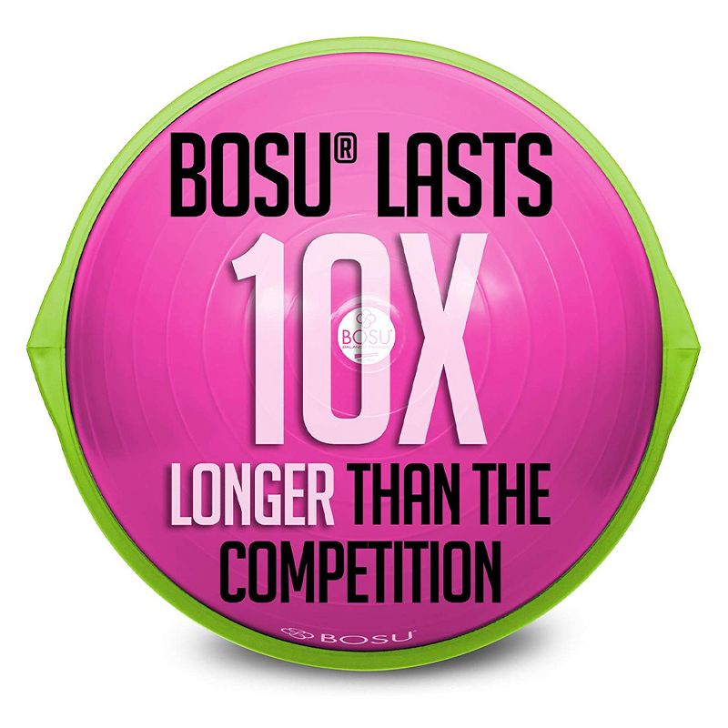 Bosu 72-10850 Home Gym Equipment The Original Balance Trainer 65 cm Diameter, Pink and Lime Green, 4 of 7