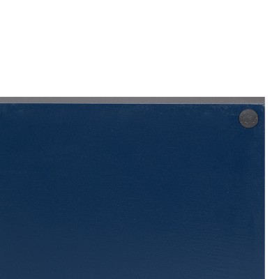 Navy Blue and Gold Rectangular Wood Tray Set with Metal Handles