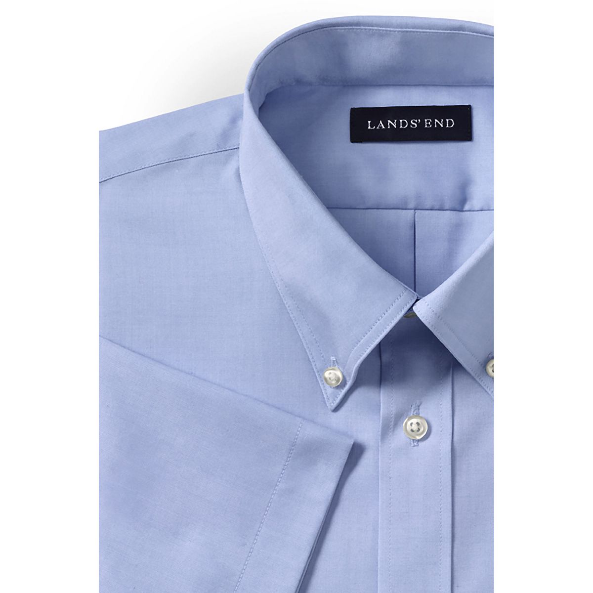 Lands' End School Uniform Men's Short Sleeve No Iron Pinpoint Dress Shirt - thumbnail 6