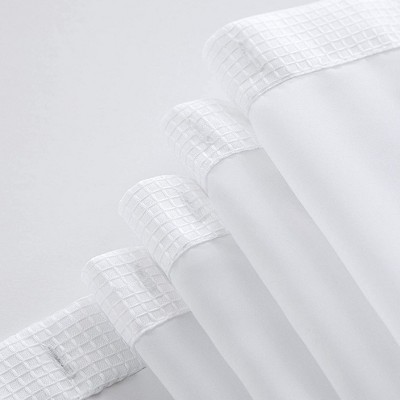 White Waffle Weave Fabric Shower Curtain with Detachable Liner