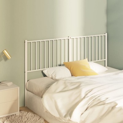 vidaXL Metal Headboard – White Steel Construction with Stable Legs – Easy-to-Install Back Support Providing Bedroom Furniture