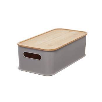 iDESIGN Large Handled Bin with Bamboo Lid Porpoise