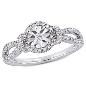 EVERLY JEWELRY | Sterling Silver 1/3 CT TW Diamond Crossover Engagement Ring - 1 of 4