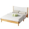 Queen-Size Solid Rubberwood Bed with Teddy Velvet Cushioned Headboard and Reinforced Support Feet - 2 of 4