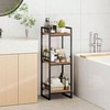 3 Tier Bathroom Storage Open Shelf Freestanding Metal Corner Rack Rustic Brown for Bathroom Kitchen Living Room Hallway - 2 of 4