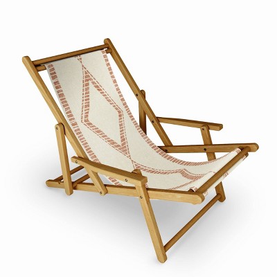 Little Arrow Design Co Oceania Diamond Stripes Ginger Sling Chair - Pink - Deny Designs: Outdoor Portable Lounger, Wood Composite Frame