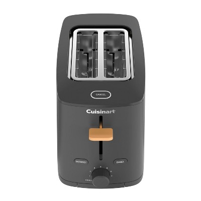 Compact Black Stainless Steel 2-Slice Toaster with Wide Slot
