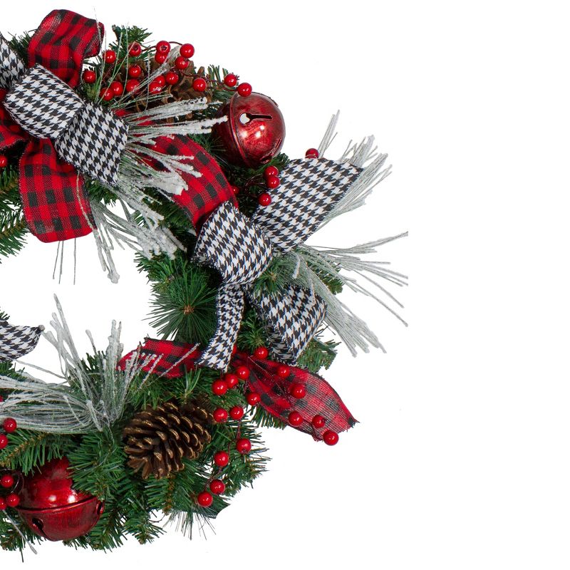 Northlight Plaid and Houndstooth and Red Berries Artificial Christmas Wreath - 24-Inch, Unlit, 4 of 5