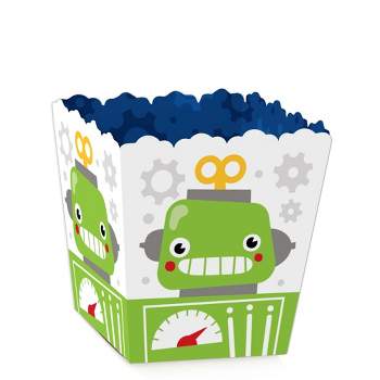 Big Dot of Happiness Gear Up Robots - Party Mini Favor Boxes - Birthday Party or Baby Shower Treat Candy Boxes - Set of 12