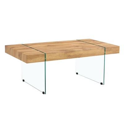 NicBex 43.3 Inch Rectangle Coffee Table with Marble/Texture Patterned Tabletop and Tempered Glass Legs for Living Room,Bedroom