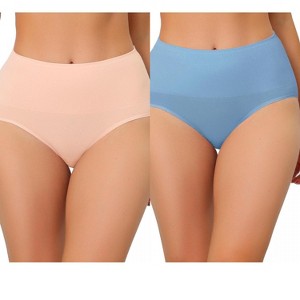 Allegra K Women's High Waist Shaping Tummy Control Breathable Briefs 2 Packs - 1 of 4