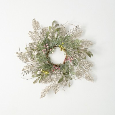 20h Sullivans Lush Leaf Berry Small Wreath, Multicolored : Target