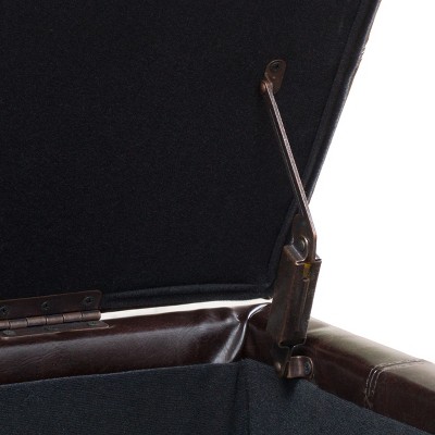 Dark Brown Faux Leather Upholstered Storage Ottoman Bench