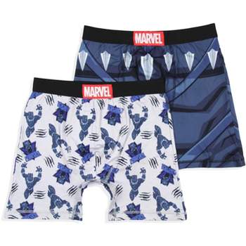 Marvel Mens' 2 Pack Black Panther Costume Boxers Underwear Boxer Briefs Blue