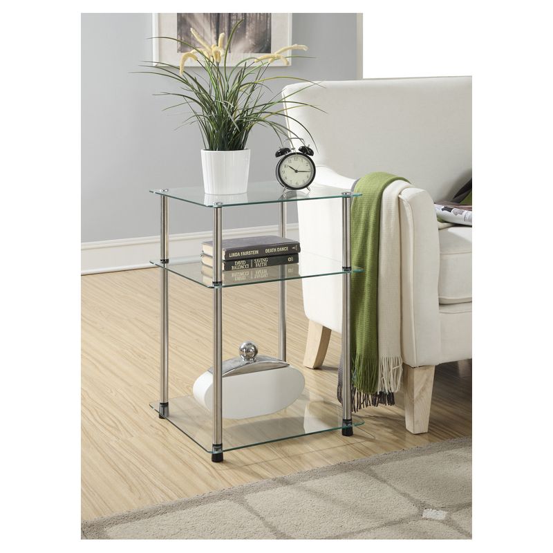 Classic Glass 3 Tier End Table Clear Glass - Breighton Home, 4 of 6