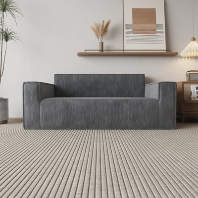 3-Seater Corduroy Memory Foam Sofa-in-a-Box with Deep Seat and No Installation Design