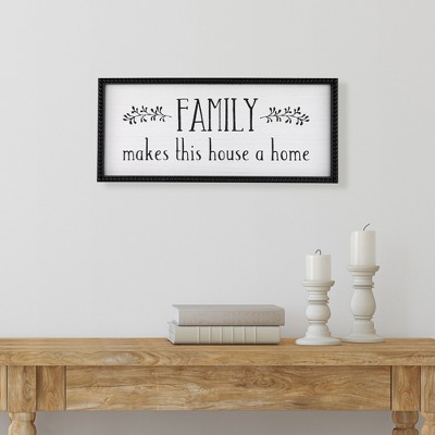 Family Makes This House a Home Black and White Wood Framed Wall Art