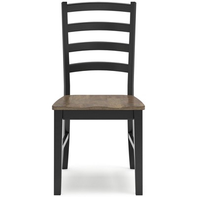 Rustic Black and Brown Wood Ladderback Side Chair Set