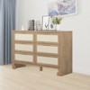 6 Drawers Dresser Mid Century Modern Dresser Wooden Burlap Dressers, Storage Cabinet, Boho Wide Dresser & Chest of Drawers for Bedroom, Living Room - 2 of 4