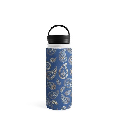 Heather Dutton Flowing Leaves Seafoam 18 oz Water Bottle with Handle Lid - Society6