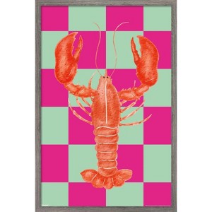 Trends International Reinders: Food - Pink Checkers Lobster Framed Wall Poster Prints - 1 of 4