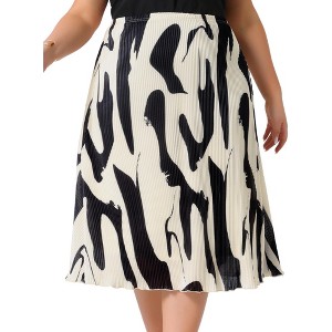Agnes Orinda Women's Plus Size Pleated Print High Waisted Summer Trendy Business Casual A Line Skirts - 1 of 4