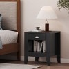 GlasFlength Nightstands Nightstand Modern Bedside Table with Storage Drawer and Open Wood Shelf for Room Modern, Black, 21"*19"*24.4" - 2 of 4