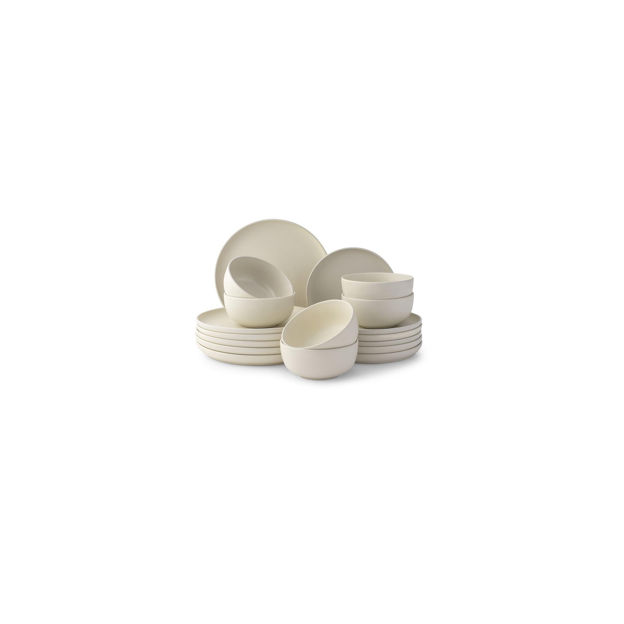 JoyJolt Mesa 18-Piece Stoneware Dinnerware Set – Matte Linen