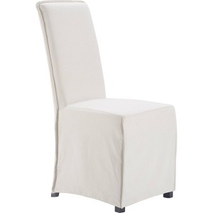 Set of 2 Grayson Slipcover Dining Chair Ivory - Finch: High-Back, Linen-Feel Polyester, Wood Legs - 1 of 4