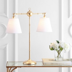 31" Metal Ruth Library Table Lamp (Includes LED Light Bulb) Gold - JONATHAN Y: Elegant Desk Lighting, UL Listed - 1 of 4