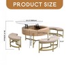 Modern Round Lift-Top Coffee Table with Storage & 3 Ottoman - Leovsnove - 3 of 4
