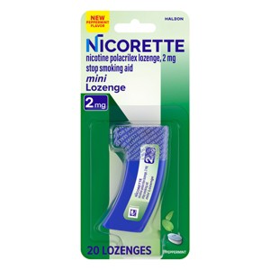 Nicorette 2mg Stop Smoking Aid Nicotine Mini Dual Layer Lozenges - Peppermint - 1 of 4