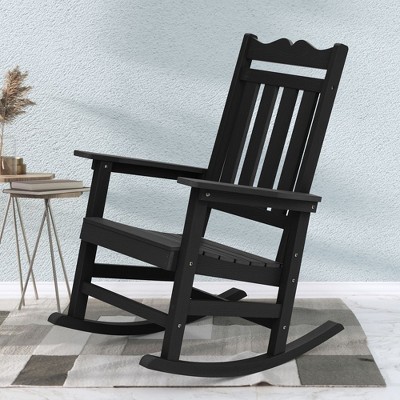 Sonkuki Patio Outdoor Adirondack Rocking Chair with Big Armrests, Weather Resistant, Easy Installation, Lawn and Backyard