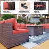 ALAULM Outdoor Patio Furniture Set Outdoor Sectional Rattan Sofa Set Brown Manual Wicker Patio Conversation Set with Cushions - 4 of 4