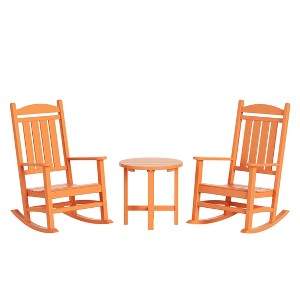 WestinTrends 3 Piece Outdoor Porch Rocking Chairs with Round Side Table Set - 1 of 4