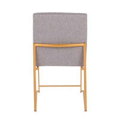 High Back Gold Metal Frame Light Grey Upholstered Side Chair